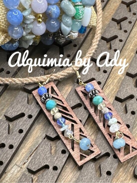 Diamond, Turquoise & Aquamarine Earrings – Jennifer Miller  SHOULDER DUSTER + WOOD TURQUOISE+ AQUAMARINE + Earrings